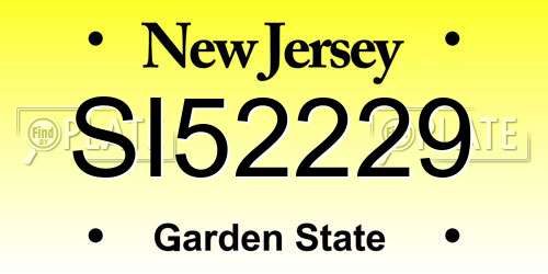 SI52229 New Jersey License Plate