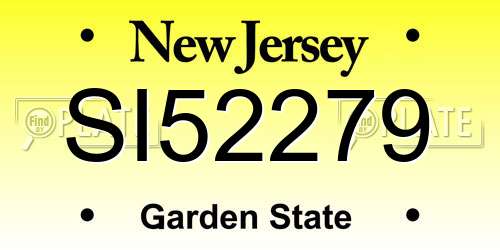 SI52279 New Jersey License Plate