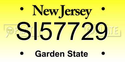 SI57729 New Jersey License Plate