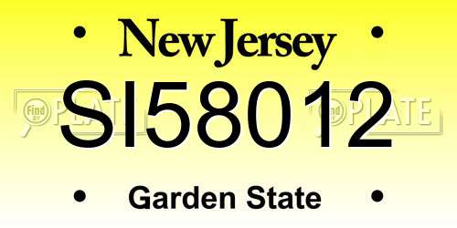 SI58012 New Jersey License Plate