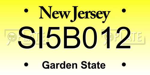 SI5B012 New Jersey License Plate