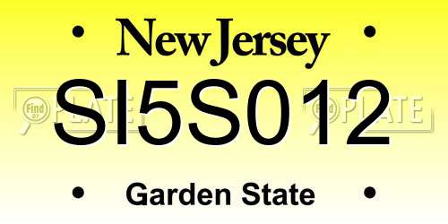 SI5S012 New Jersey License Plate