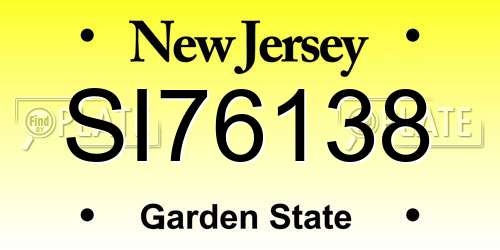 SI76138 New Jersey License Plate