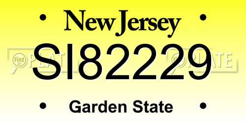 SI82229 New Jersey License Plate