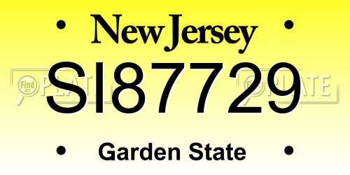SI87729 New Jersey License Plate