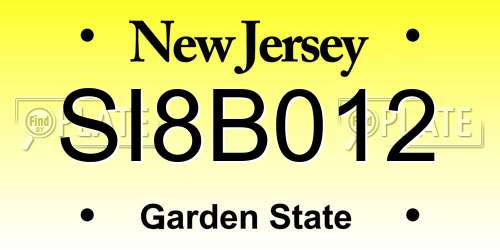 SI8B012 New Jersey License Plate