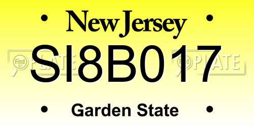 SI8B017 New Jersey License Plate