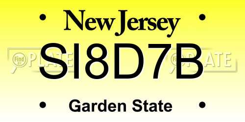SI8D7B New Jersey License Plate