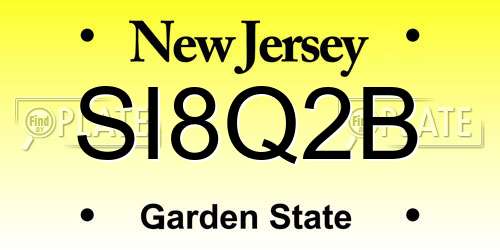SI8Q2B New Jersey License Plate