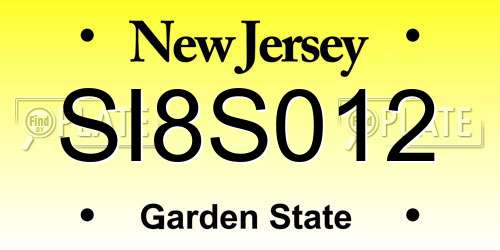 SI8S012 New Jersey License Plate