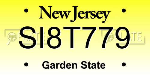 SI8T779 New Jersey License Plate