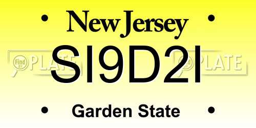 SI9D2I New Jersey License Plate
