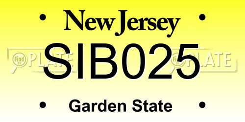 SIB025 New Jersey License Plate