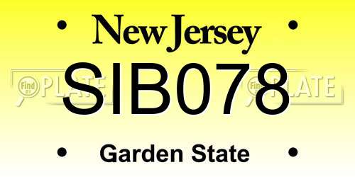 SIB078 New Jersey License Plate
