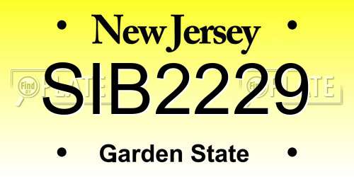 SIB2229 New Jersey License Plate