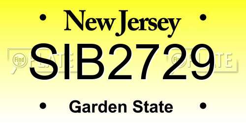 SIB2729 New Jersey License Plate