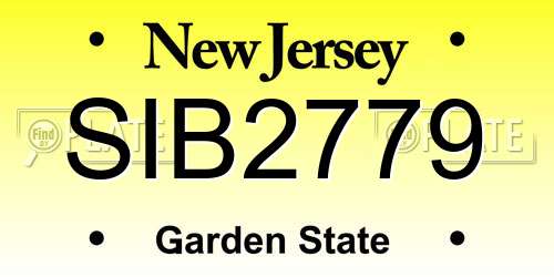 SIB2779 New Jersey License Plate