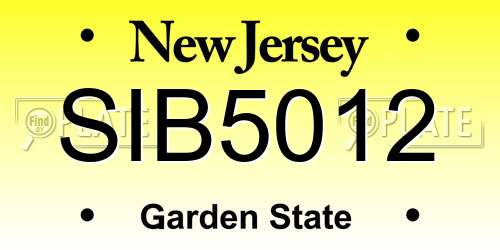 SIB5012 New Jersey License Plate