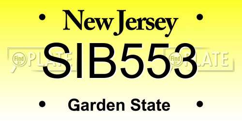 SIB553 New Jersey License Plate
