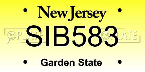 SIB583 New Jersey License Plate