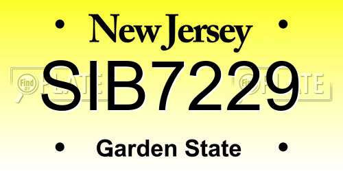 SIB7229 New Jersey License Plate