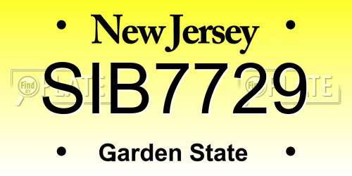 SIB7729 New Jersey License Plate