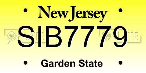 SIB7779 New Jersey License Plate