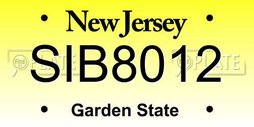 SIB8012 New Jersey License Plate