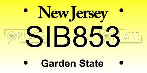 SIB853 New Jersey License Plate