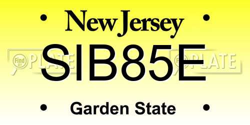SIB85E New Jersey License Plate