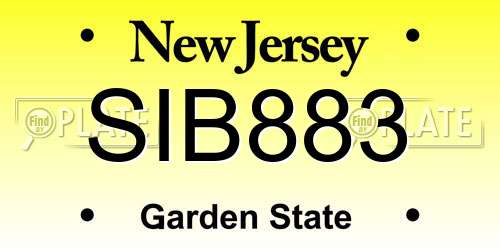 SIB883 New Jersey License Plate