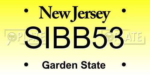 SIBB53 New Jersey License Plate