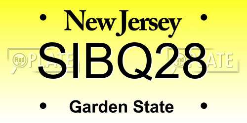 SIBQ28 New Jersey License Plate