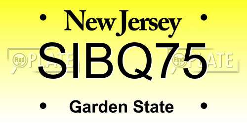 SIBQ75 New Jersey License Plate