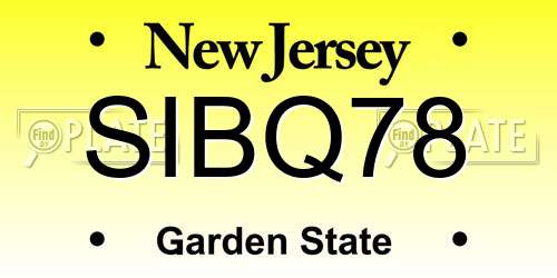SIBQ78 New Jersey License Plate