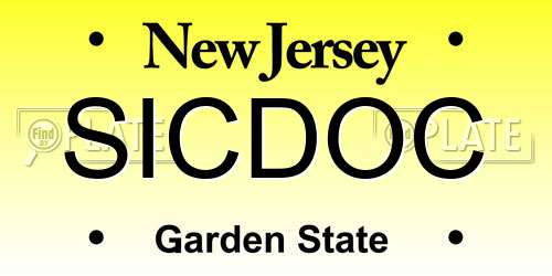 SICDOC New Jersey License Plate