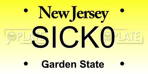 SICK0 New Jersey License Plate