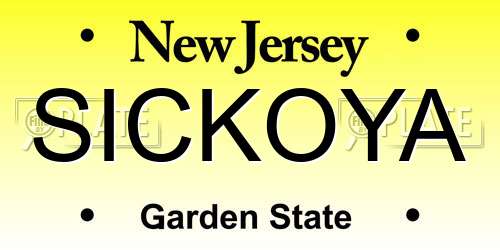 SICKOYA New Jersey License Plate