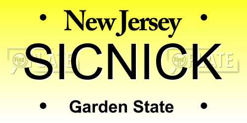 SICNICK New Jersey License Plate