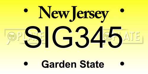 SIG345 New Jersey License Plate