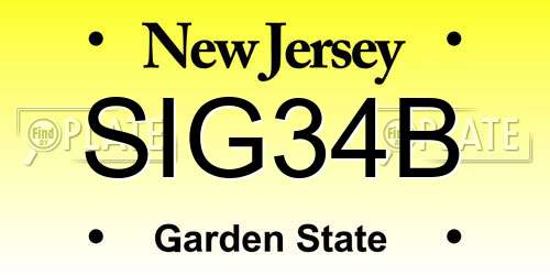 SIG34B New Jersey License Plate