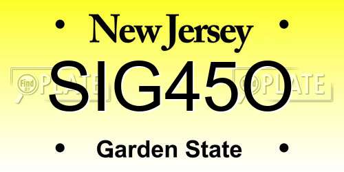 SIG45O New Jersey License Plate