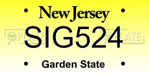 SIG524 New Jersey License Plate