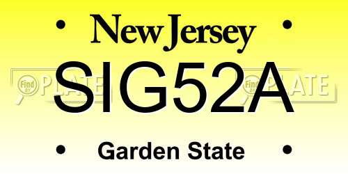 SIG52A New Jersey License Plate