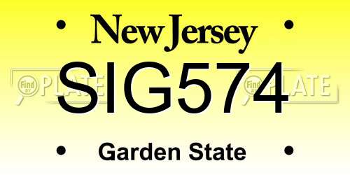 SIG574 New Jersey License Plate