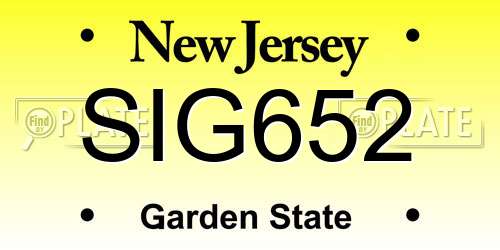 SIG652 New Jersey License Plate