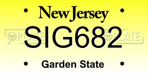 SIG682 New Jersey License Plate