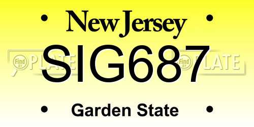 SIG687 New Jersey License Plate