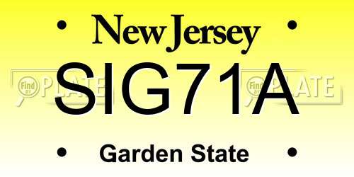 SIG71A New Jersey License Plate