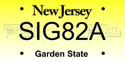 SIG82A New Jersey License Plate